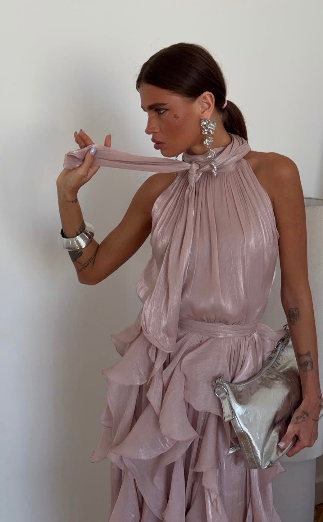 Harper | Open-Back Layered Ruffle Maxi Dress