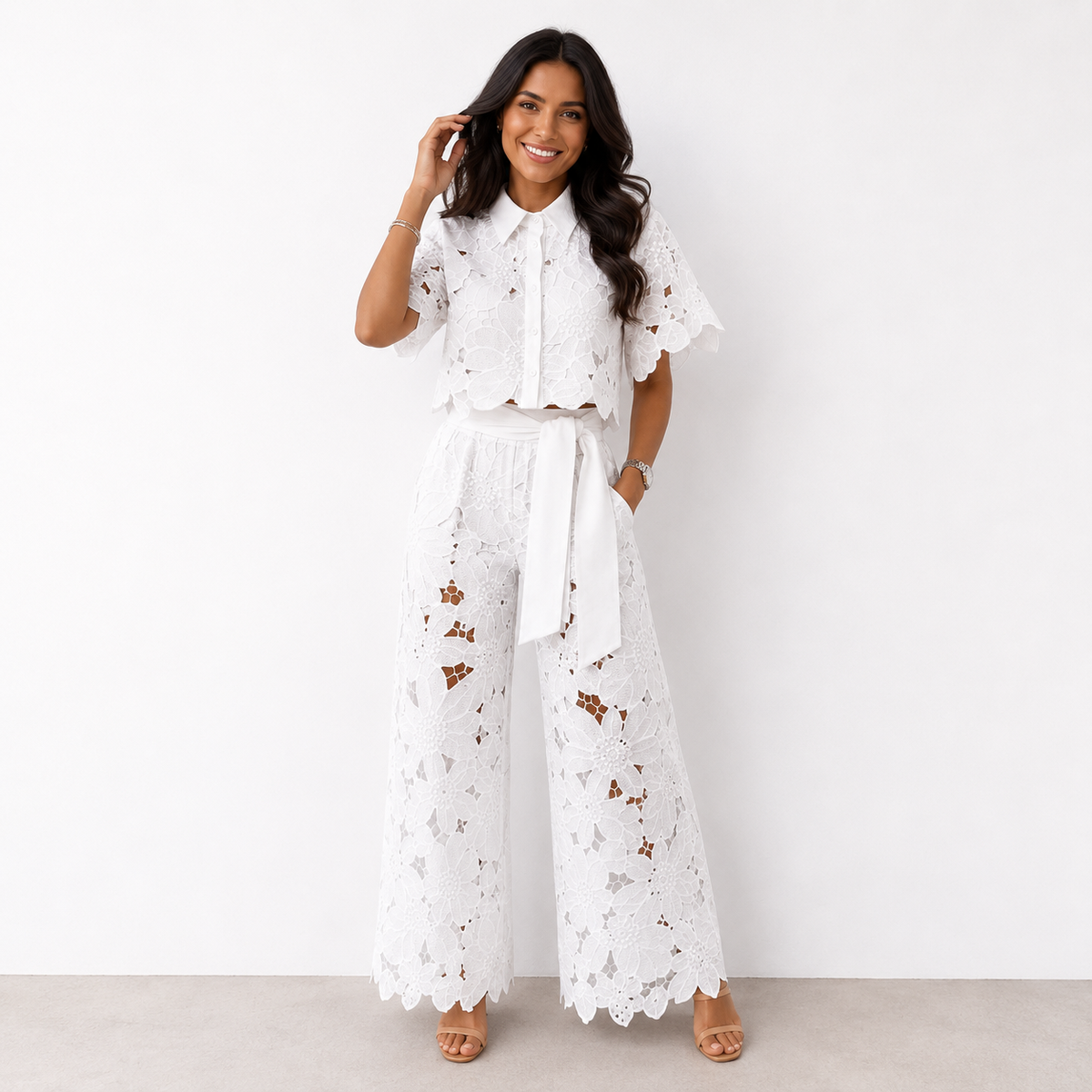 Margaux | Set Due Pezzi in Pizzo Floreale