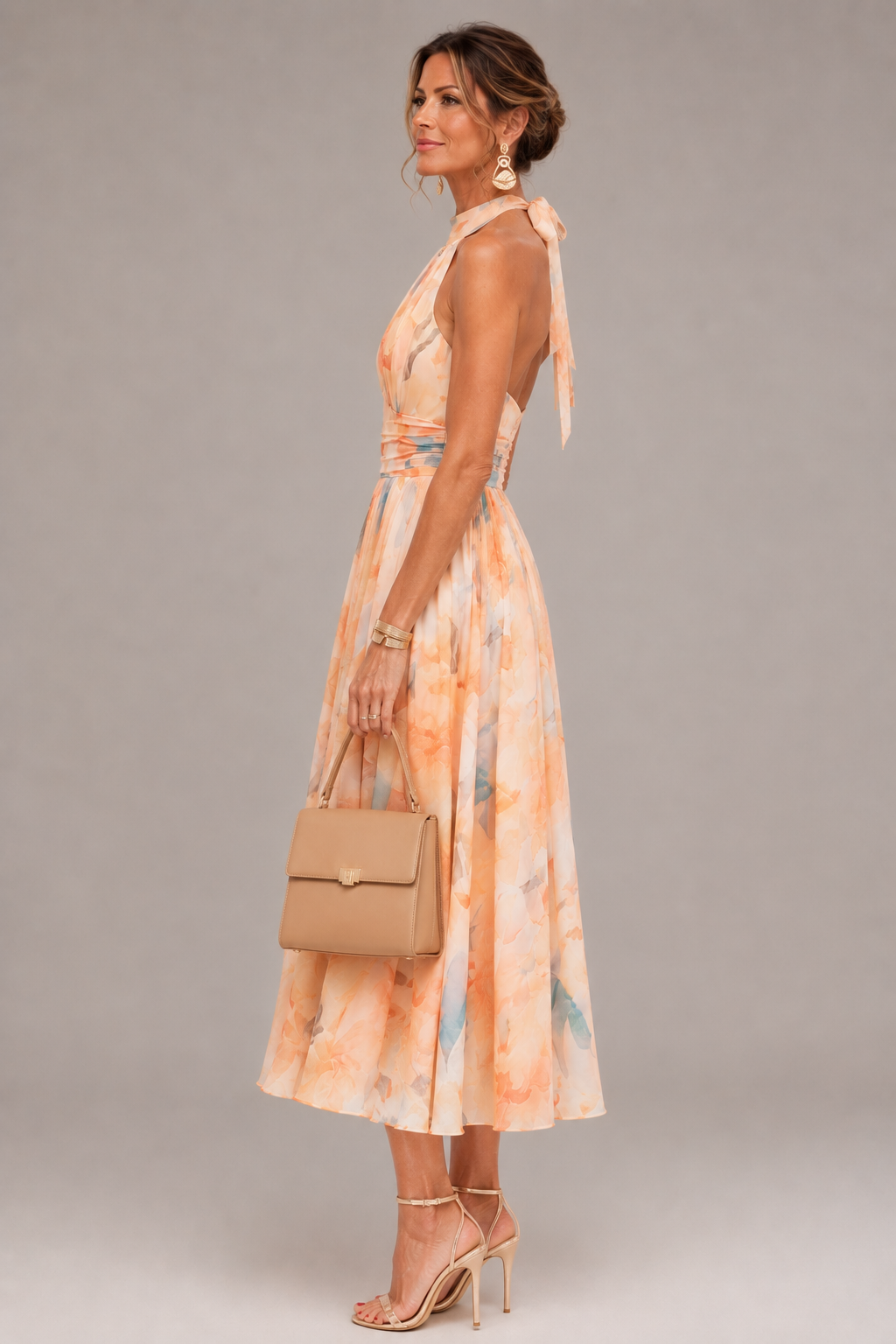 Aurore | Halter Maxi Dress with Watercolor Print