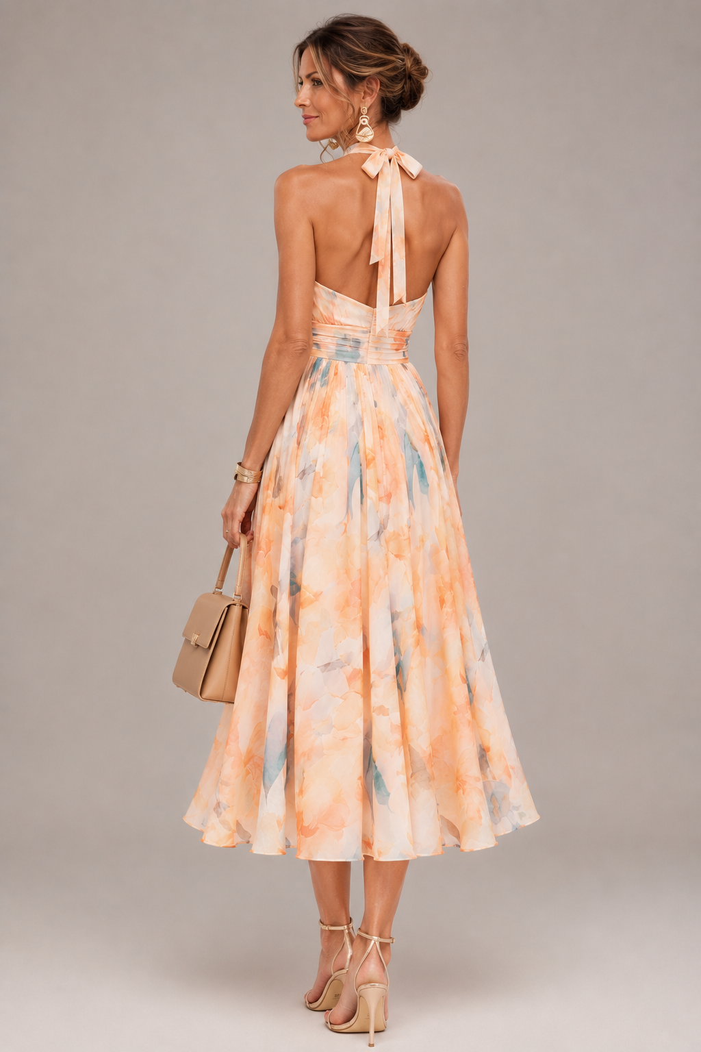 Aurore | Maxidress con scollo all'americana e stampa acquerello