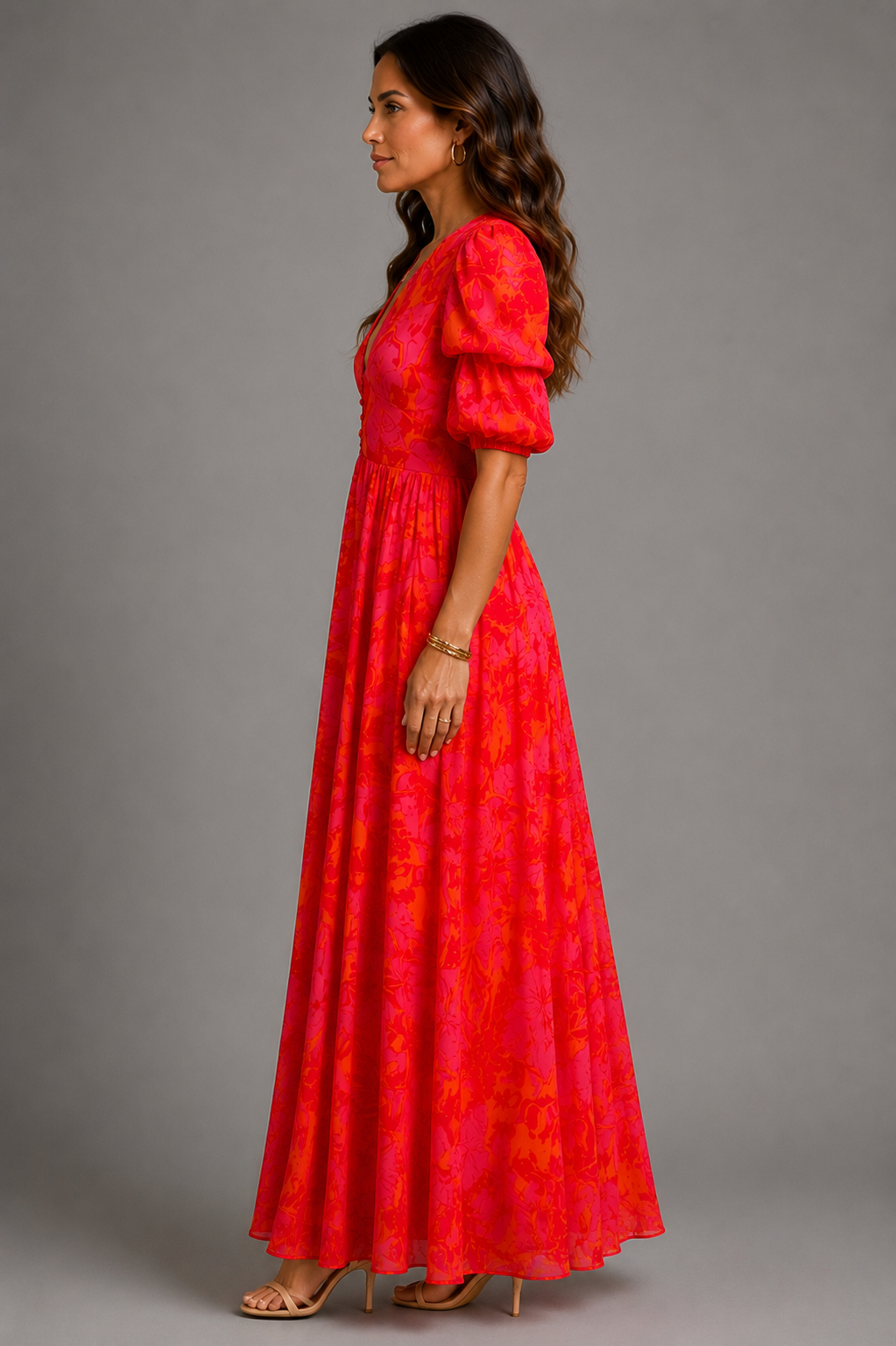 Olympe | Flowing Dress in Pink and Orange