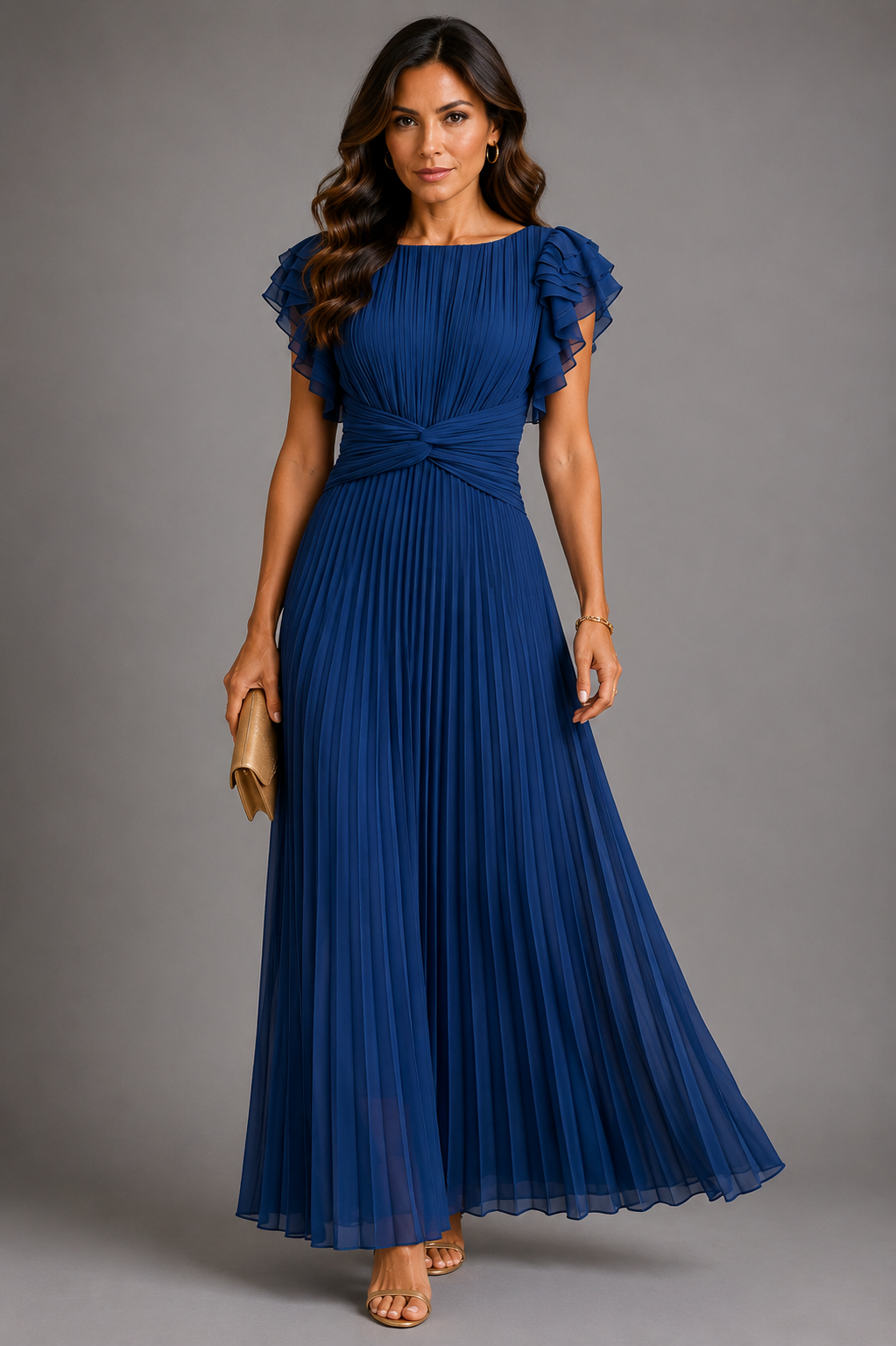 Sélène | Glamorous Pleated Maxi Dress