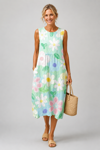 Irène | Abito midi con fiori pastello