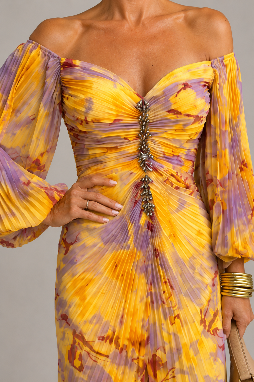 Marielle | Abito lungo floreale con scollatura profonda