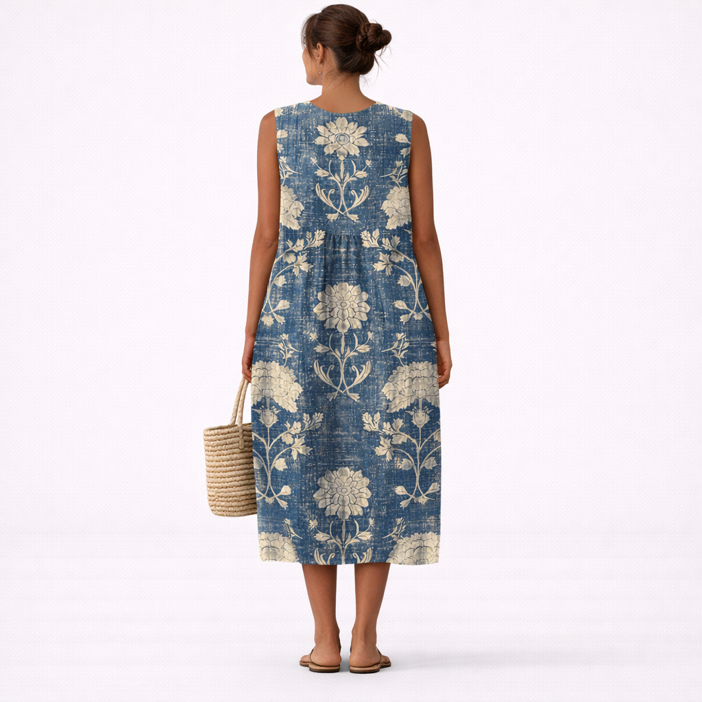 Abito midi classico Aurora con stampa floreale