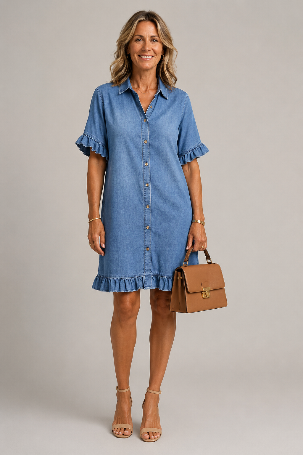 Margaux | Buttoned Dress in Denim Look