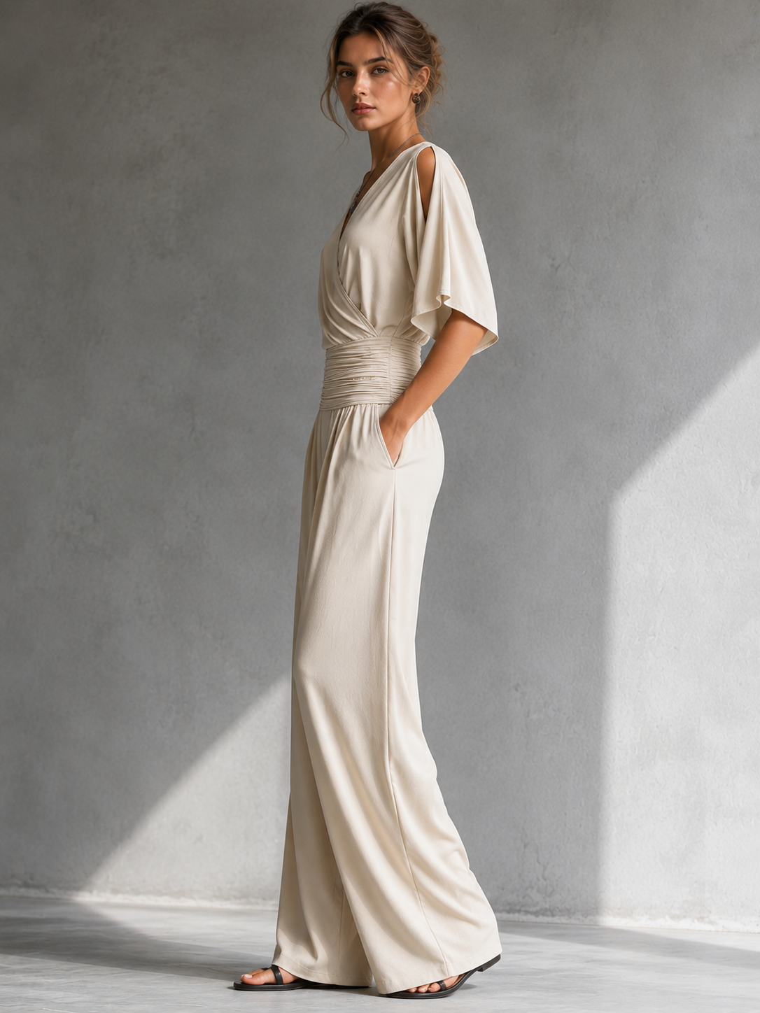 Zeni - Elegante Tuta Avvolgente con Gamba Larga