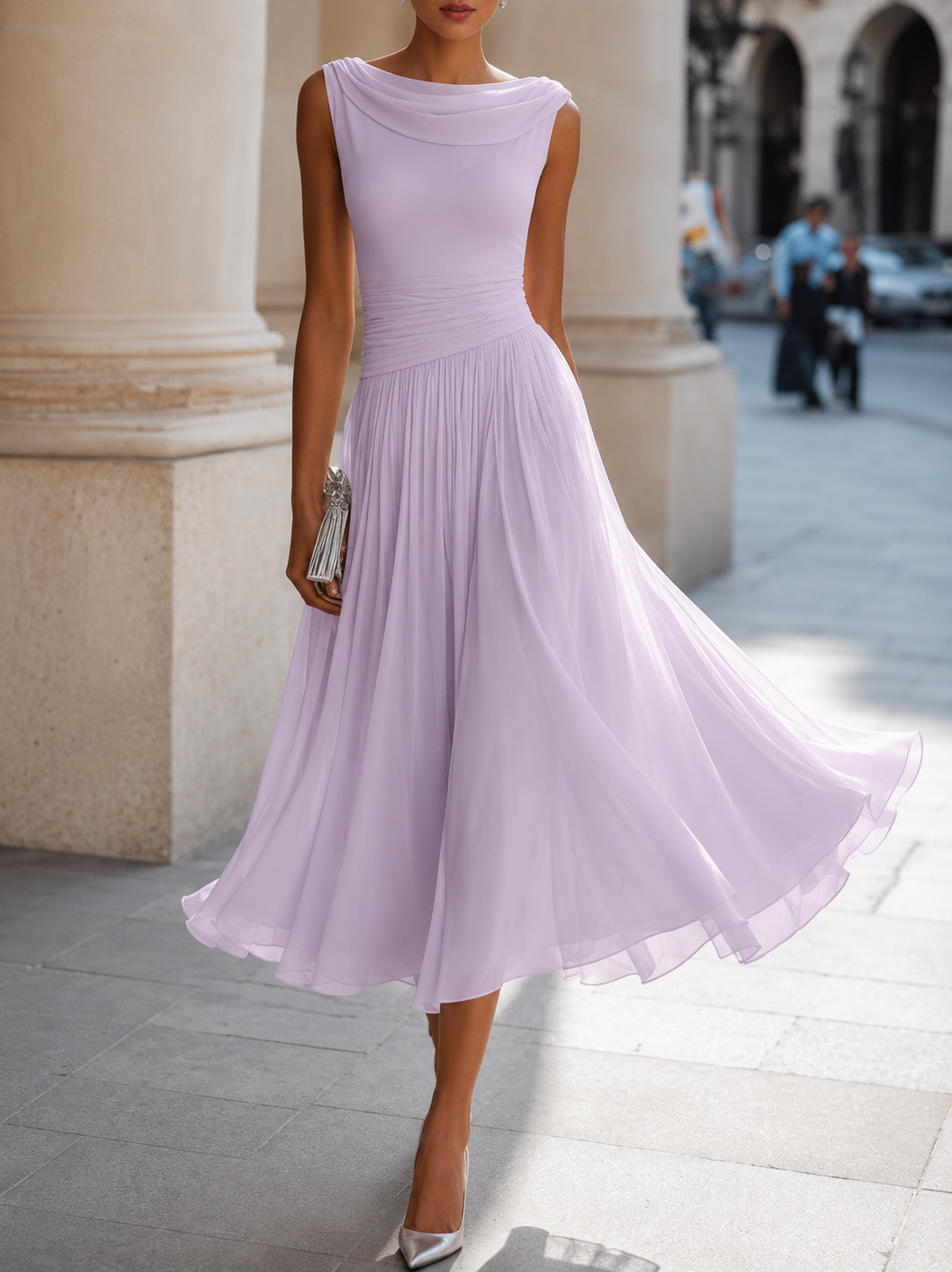 Natalia | Abito Midi Plissettato – Lucia Toscana