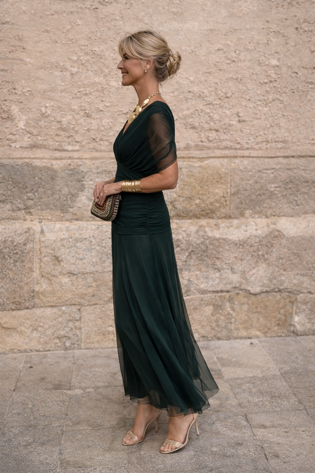 Marella | Abito Lungo con Vita Arricciata – Lucia Toscana