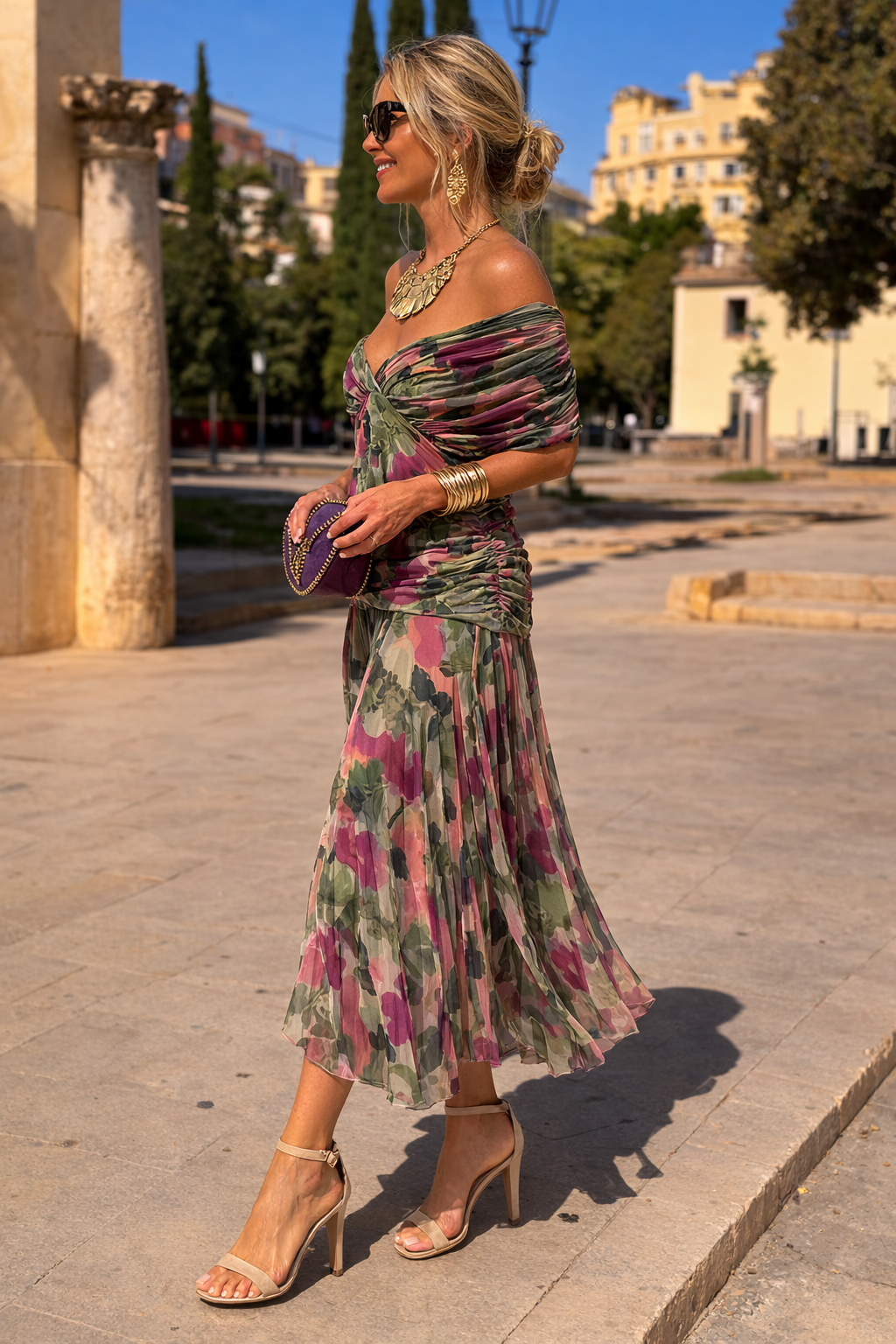 Marella | Abito Lungo con Vita Arricciata – Lucia Toscana