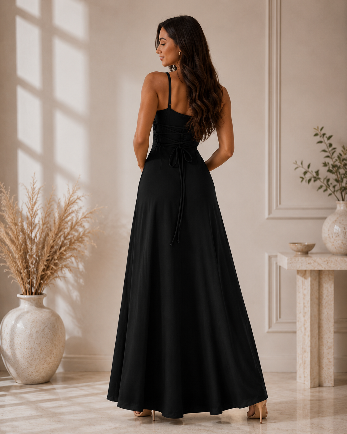 Lena | Abito Lungo con Scollo a Cascata – Lucia Toscana