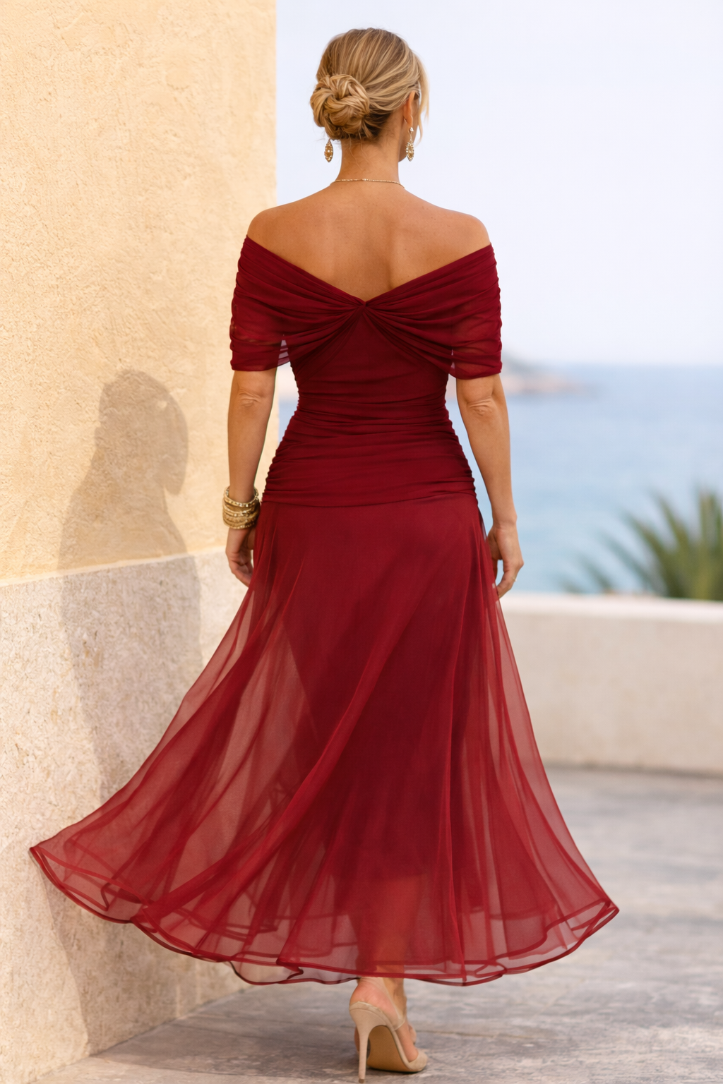 Marella | Abito Lungo con Vita Arricciata – Lucia Toscana