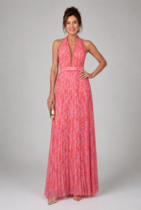 Rosalie | Abito maxi con collo a halter plissettato