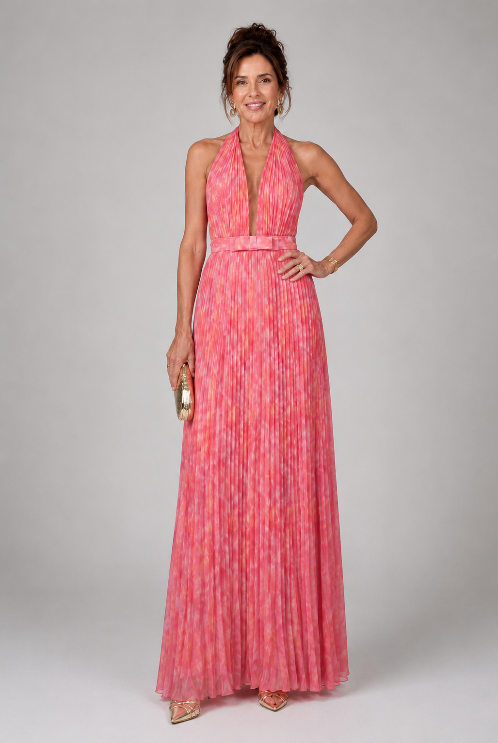 Rosalie | Pleated Halter Maxi Dress