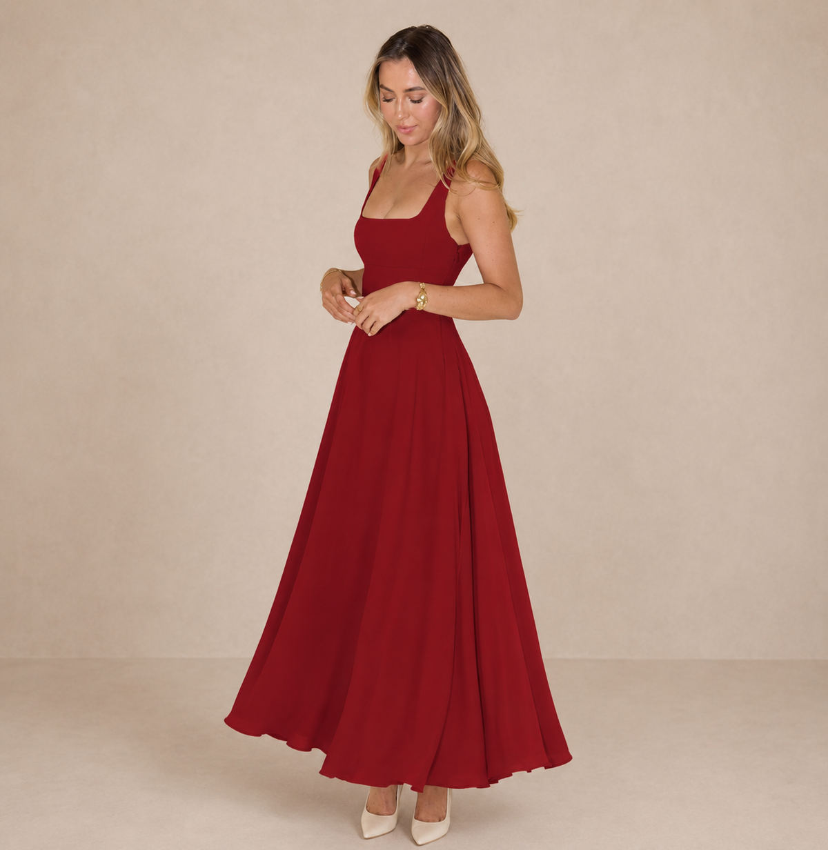 Melisa | Abito Lungo Scollo Quadrato – Lucia Toscana