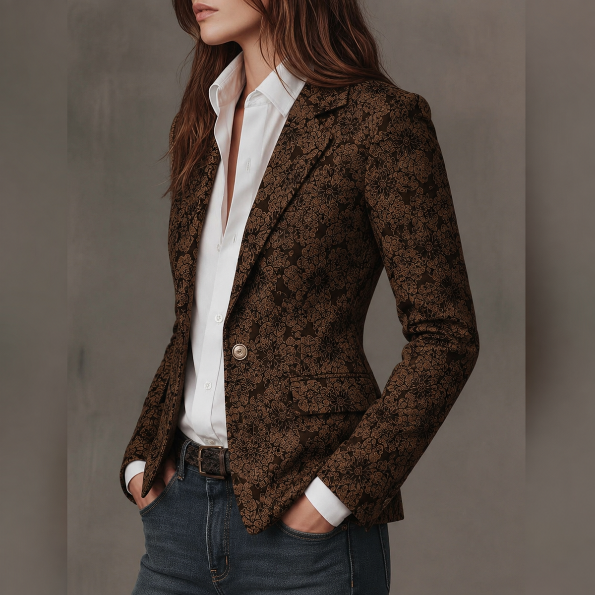 Blazer Fitted Jacquard Paisley da Donna