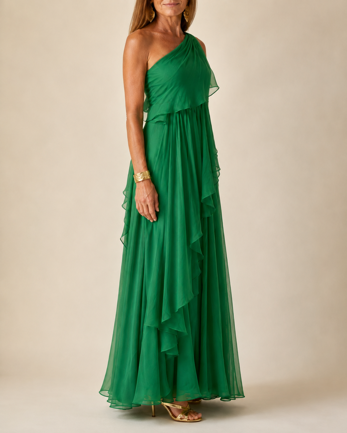 Ela | Abito Maxi con Rouches a Cascata