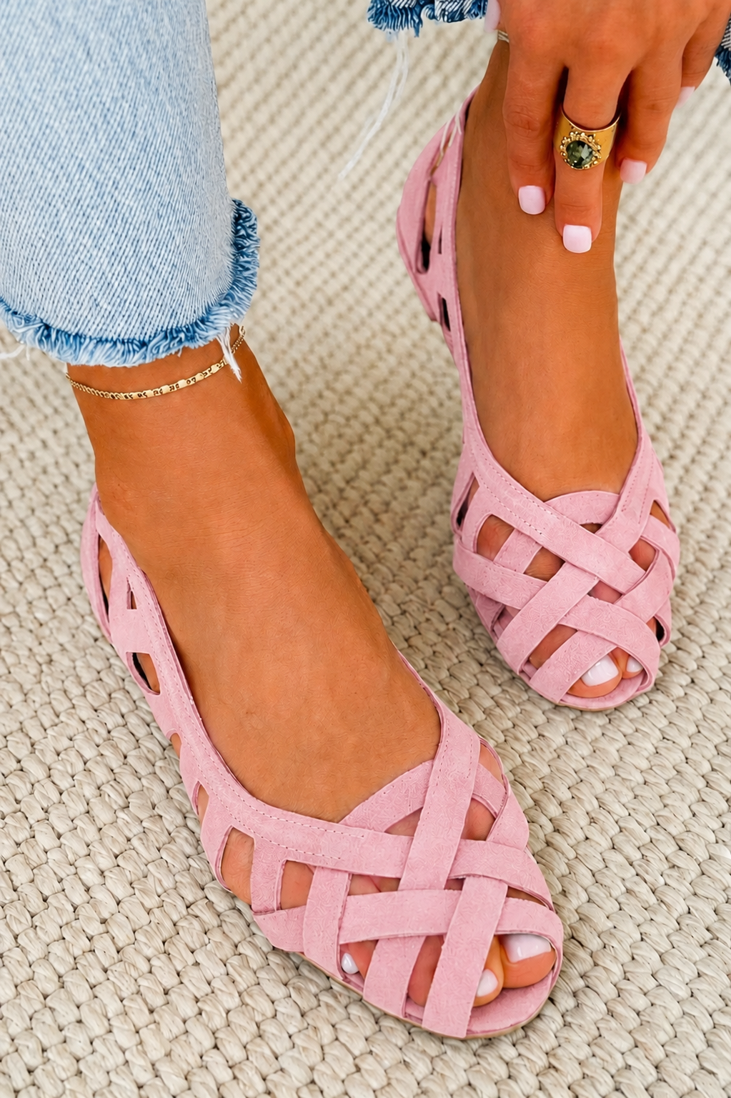 ODETTE | Sandali Piatto con Upper Intrecciato