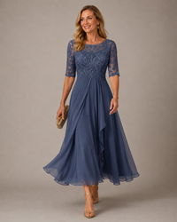 Romina | Abito Midi in Pizzo Slanciante