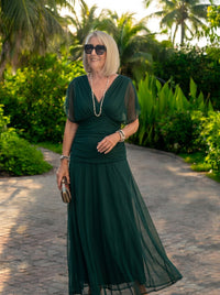 Luisa | Elegante vestito lungo da festa con scollo a V