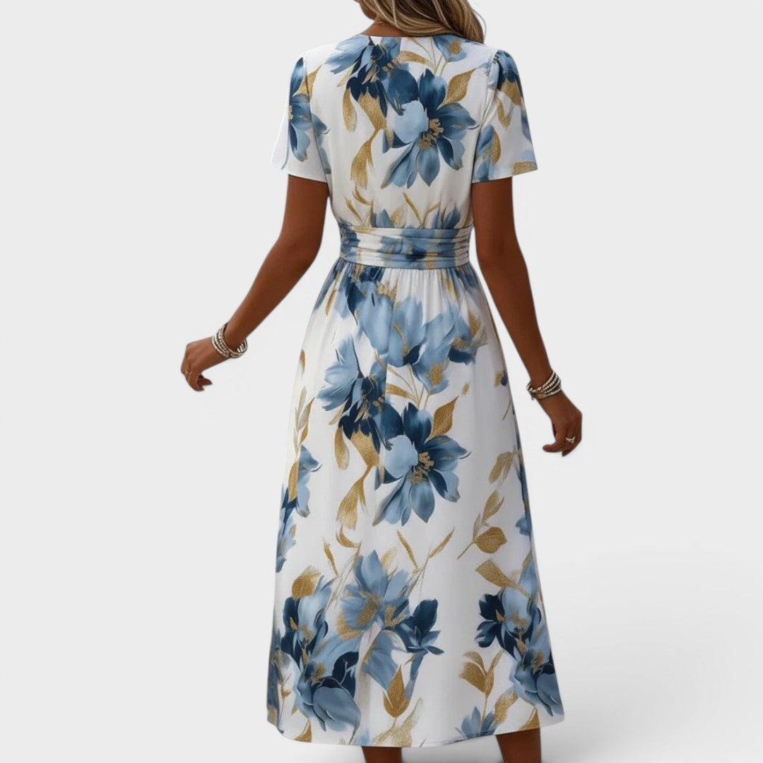 Elara | Vestito Midi con Fascia Floreale