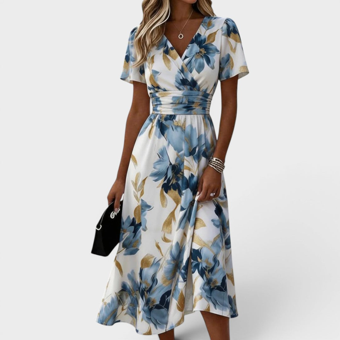 Elara | Vestito Midi con Fascia Floreale