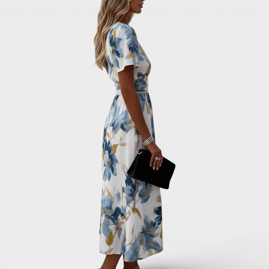 Elara | Vestito Midi con Fascia Floreale