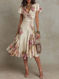 Margaret | Abito Midi Satinate Floreale Vintage