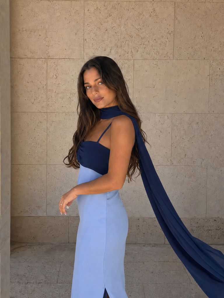 Riviera | Abito Lungo Azzurro e Blu Navy