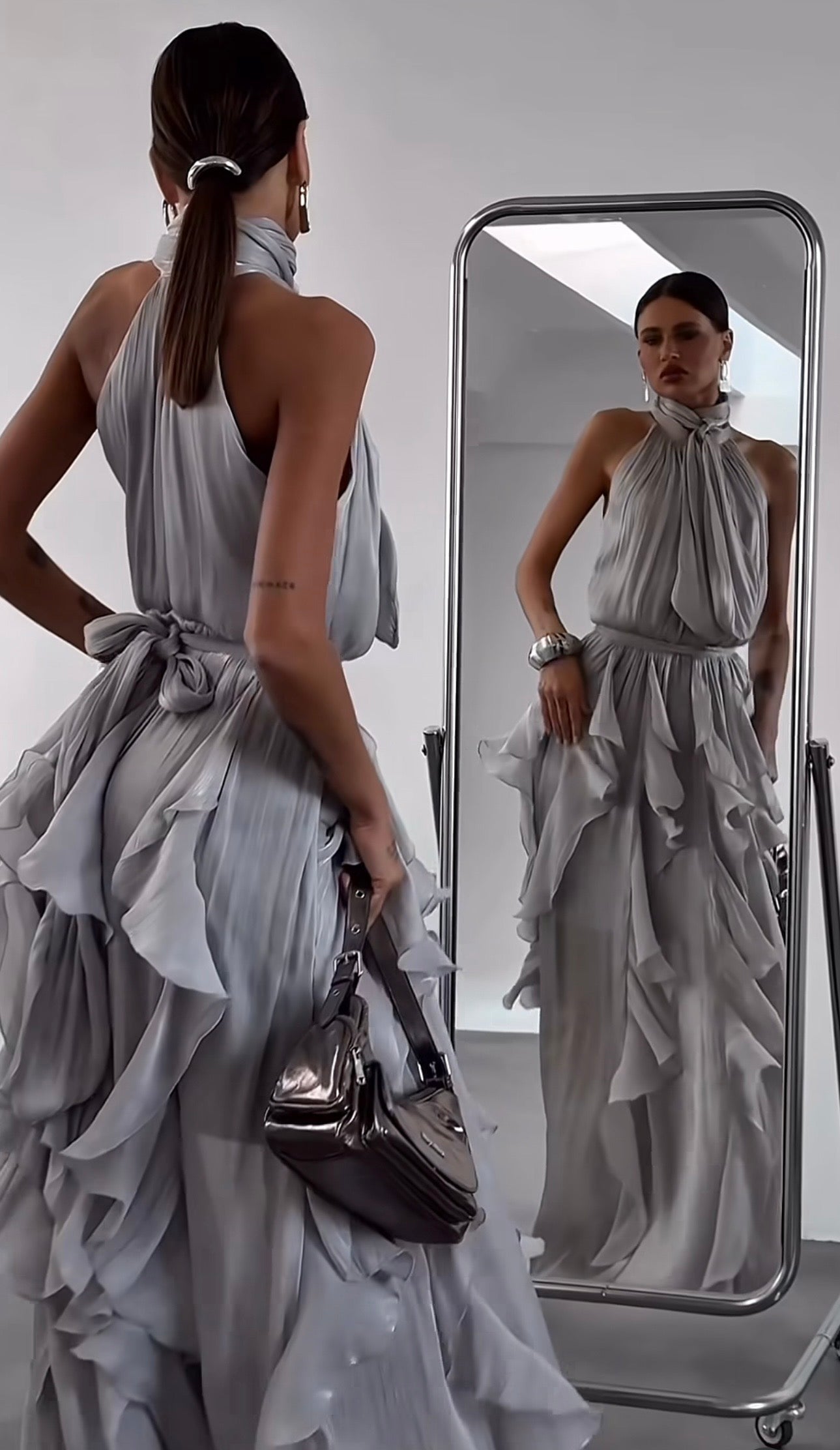 Harper | Open-Back Layered Ruffle Maxi Dress