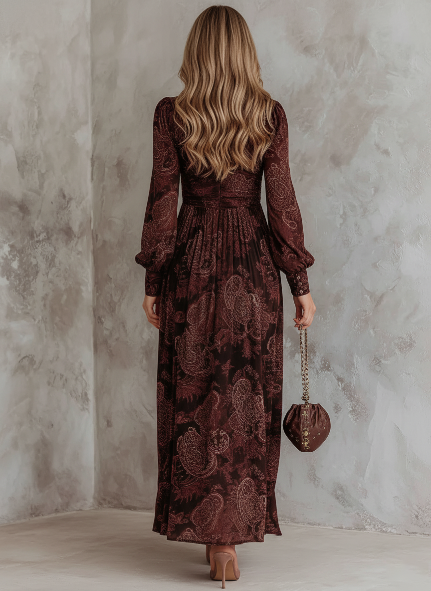 Sveva | Abito Midi Fantasia Paisley – Lucia Toscana