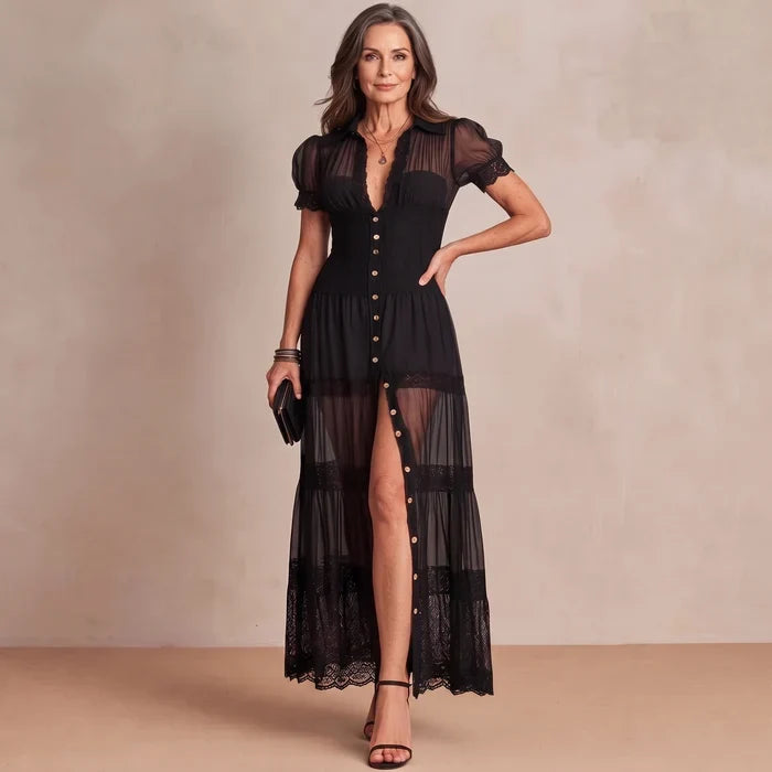 Sophia | Abito Maxi in Pizzo Trasparente per Donne