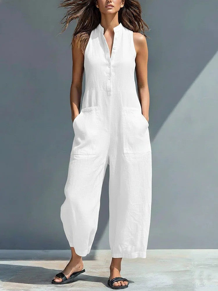 Harlow | Tuta in Cotone con Pantaloni Larghi e Bottoni