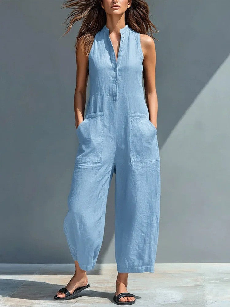 Harlow | Tuta in Cotone con Pantaloni Larghi e Bottoni