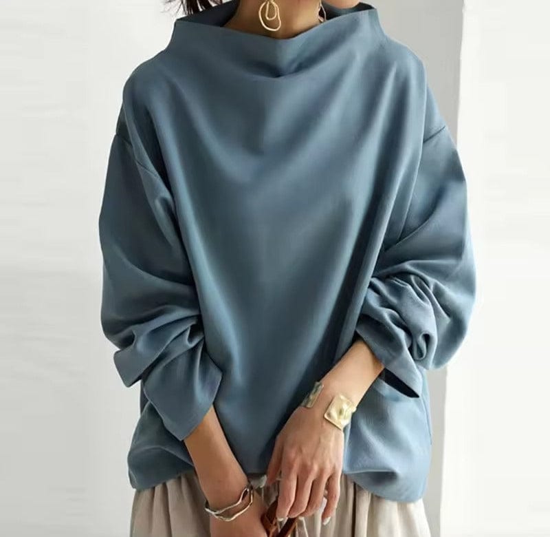 Joan | Top Drappeggiato con Collo Alto