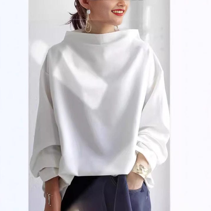 Joan | Top Drappeggiato con Collo Alto