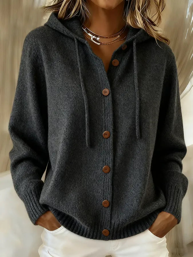 Brenda | Cardigan con Cappuccio e Bottoni Confortevole