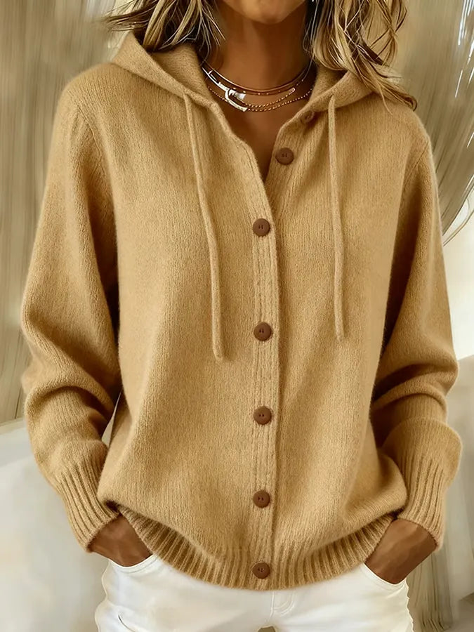 Brenda | Cardigan con Cappuccio e Bottoni Confortevole