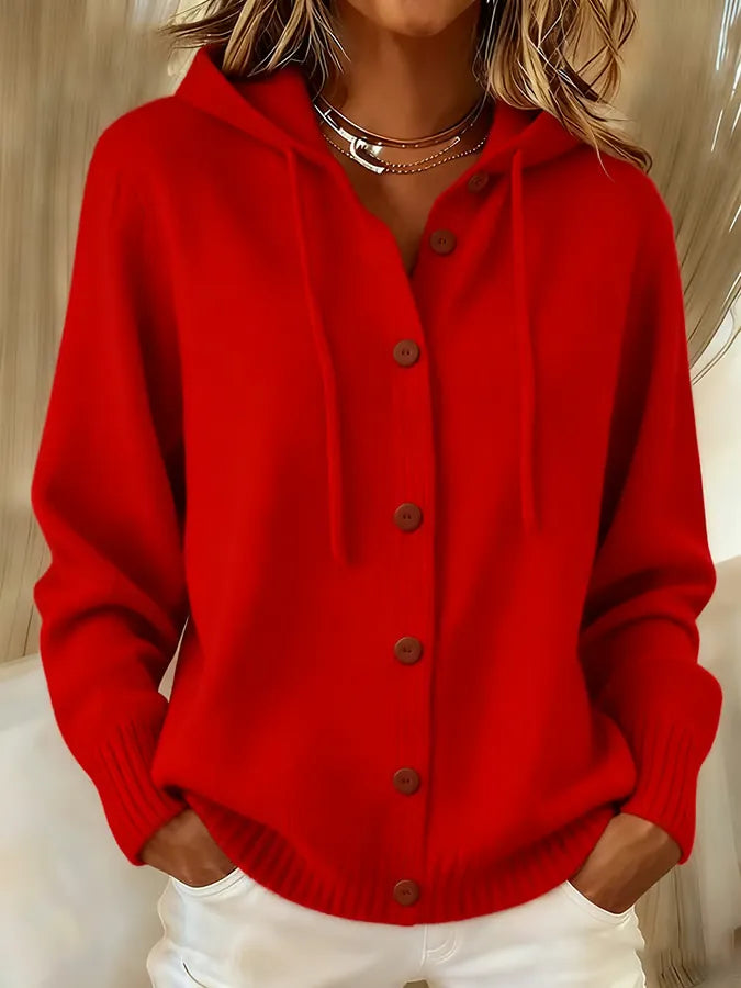 Brenda | Cardigan con Cappuccio e Bottoni Confortevole