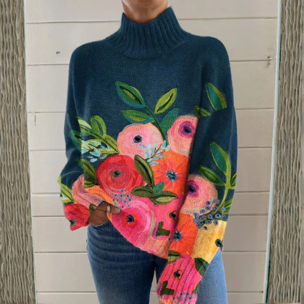 Rosina | Maglione Alto con Collo Fiorito