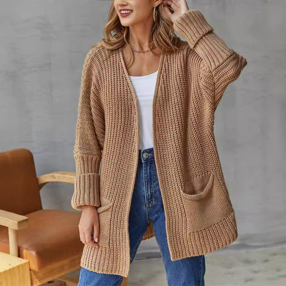 Cardigan Vintage Lungo a Maniche Lunghe per Donne