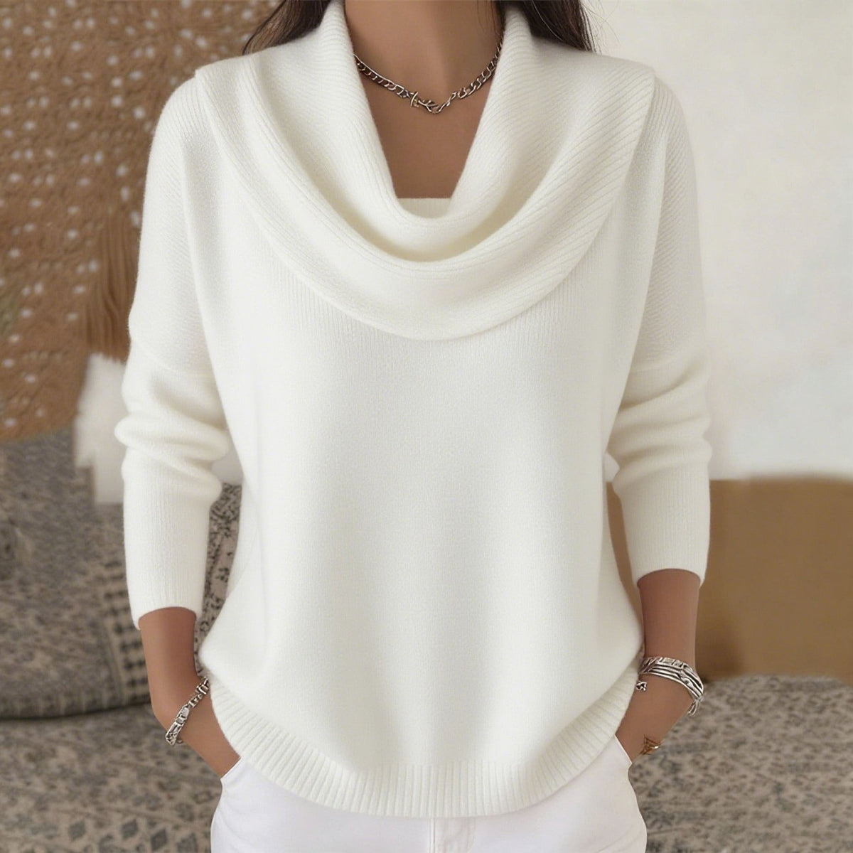 Barbara | Maglione con Collo Drappeggiato