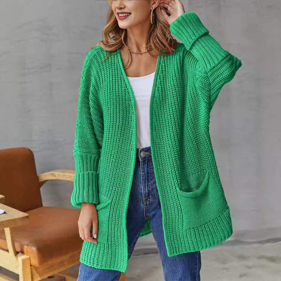 Cardigan Vintage Lungo a Maniche Lunghe per Donne