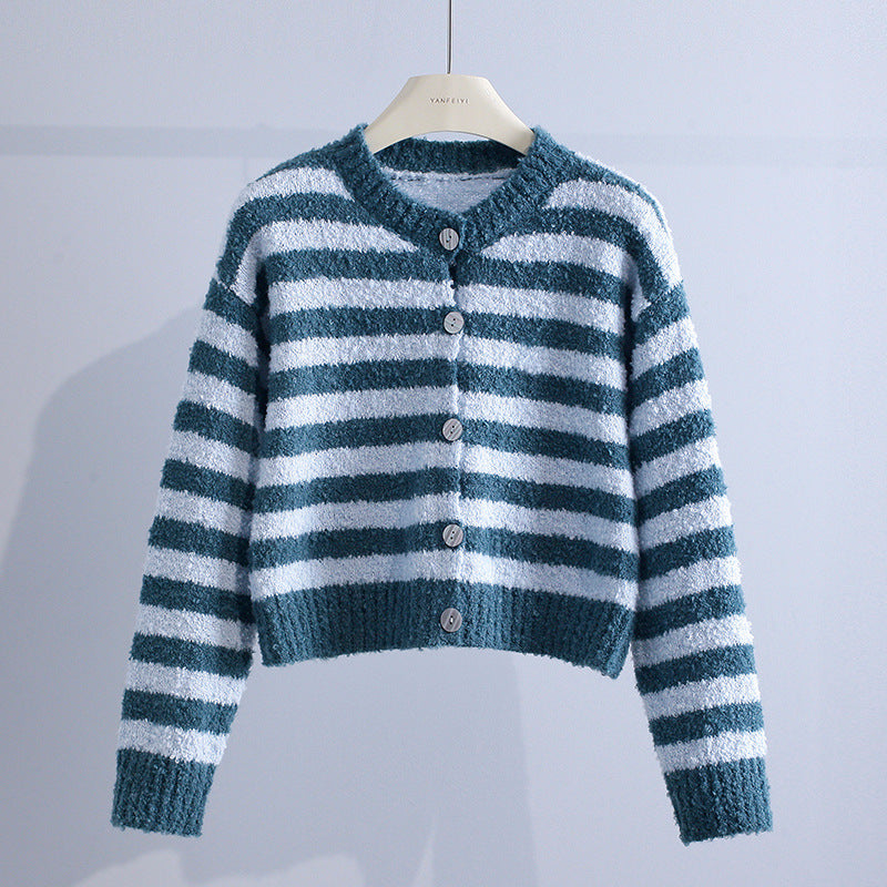 Tina | Cardigan Corto a Righe – Lucia Toscana