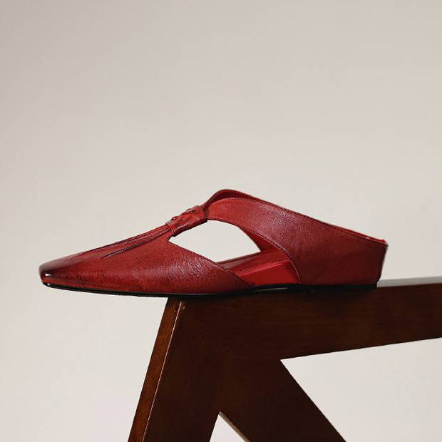 Olene | Mule con Punta Quadrata in Pelle Vera
