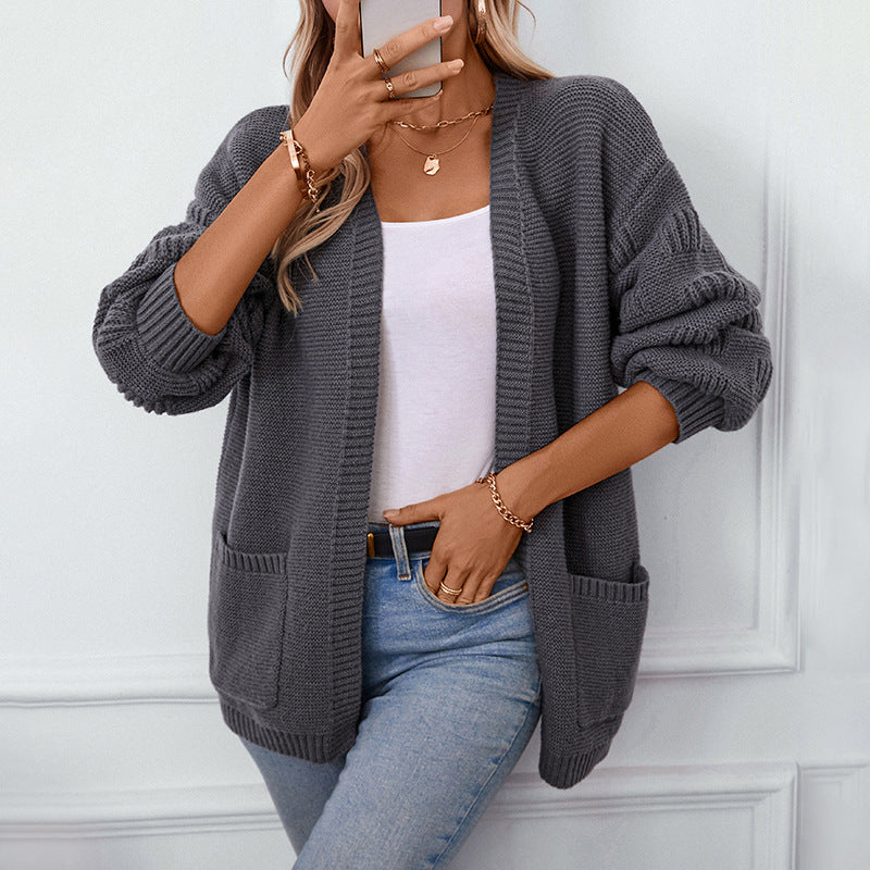 Cardigan casual oversize a maniche lunghe