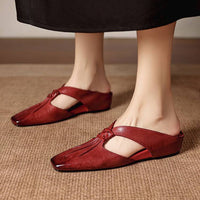 Olene | Mule con Punta Quadrata in Pelle Vera