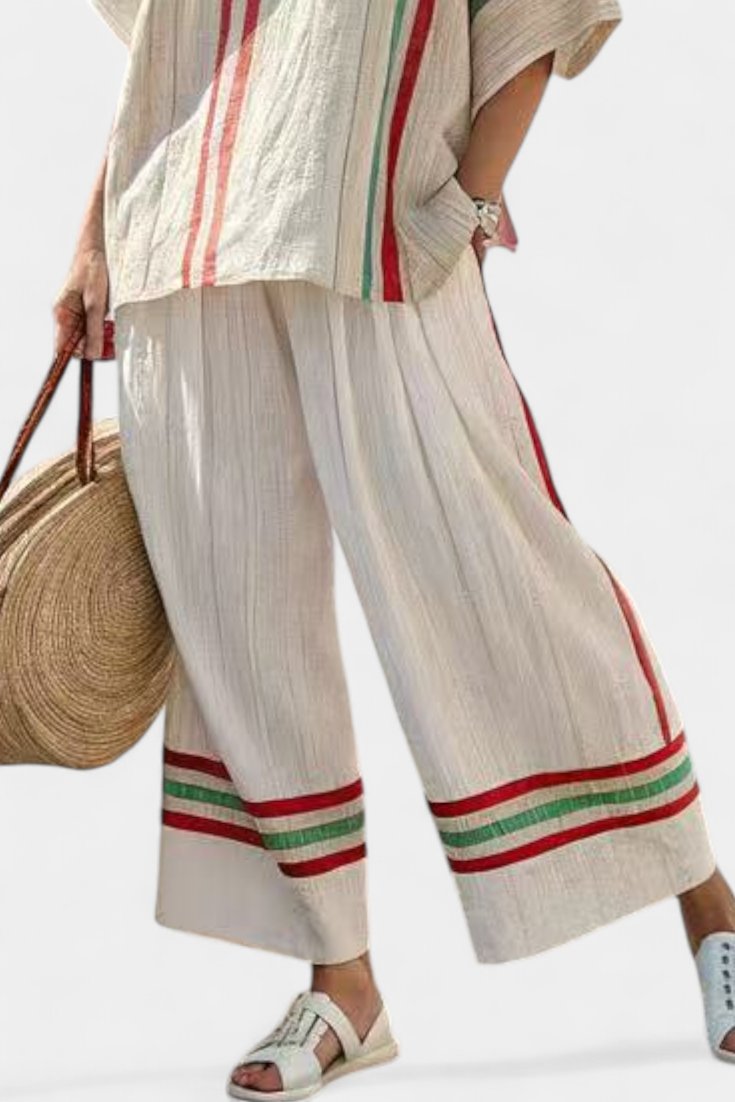 Truvane | Blusa Boho a Stampa Confortevole e Pantaloni Larghi