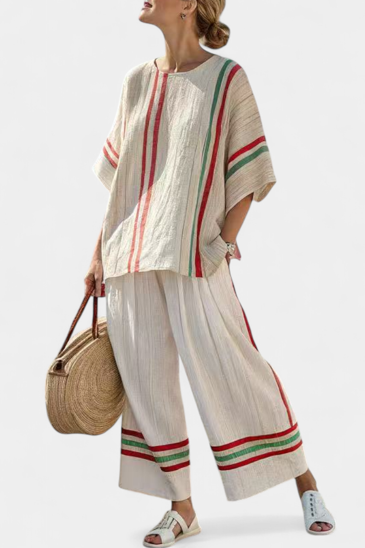 Truvane | Blusa Boho a Stampa Confortevole e Pantaloni Larghi