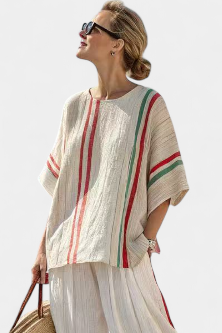 Truvane | Blusa Boho a Stampa Confortevole e Pantaloni Larghi